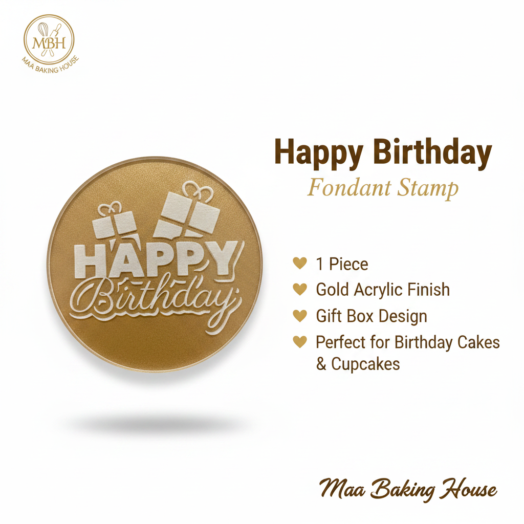 Happy Birthday Gift Box Fondant Stamp