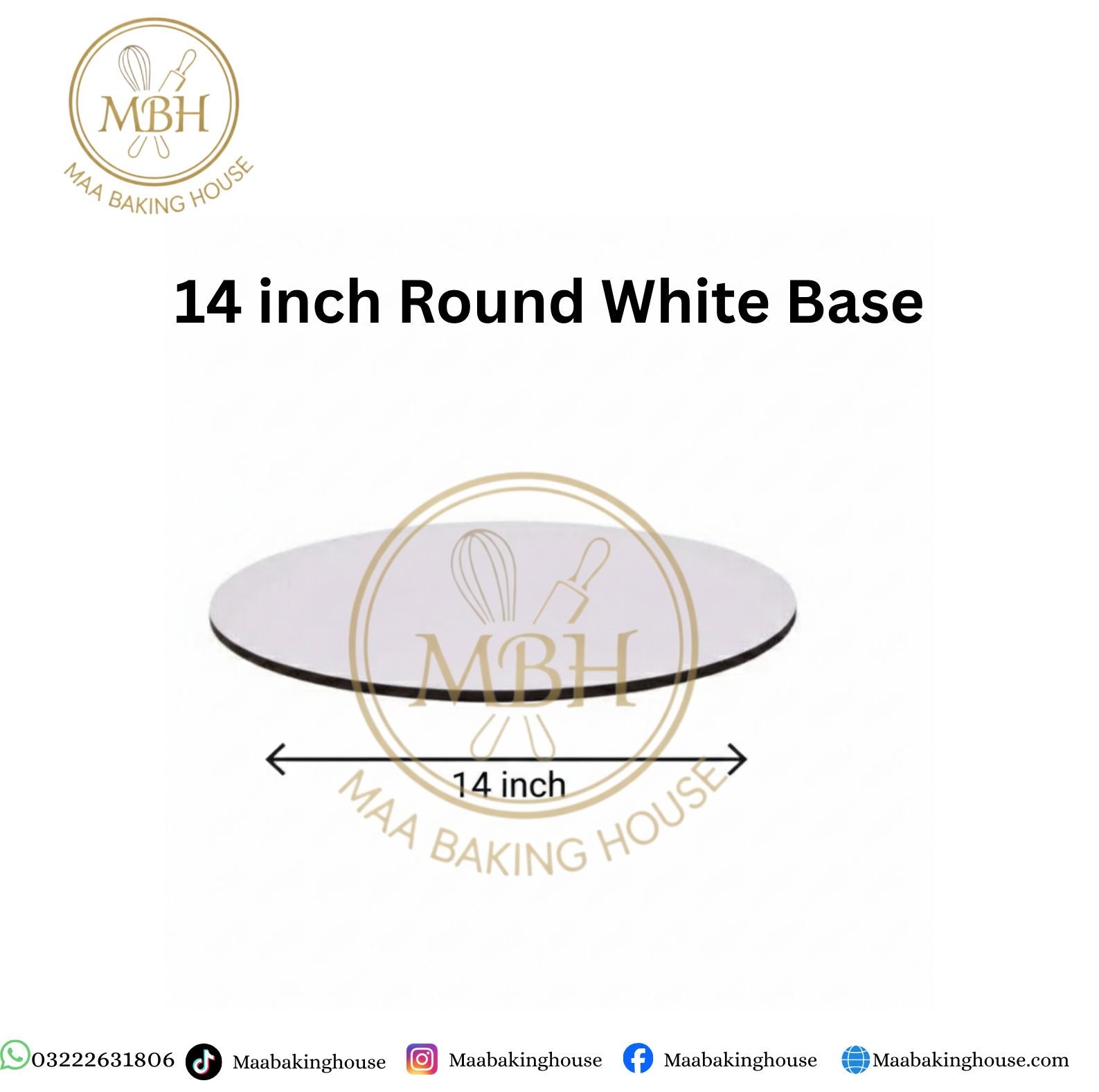 14 Inch Round White Cake Base