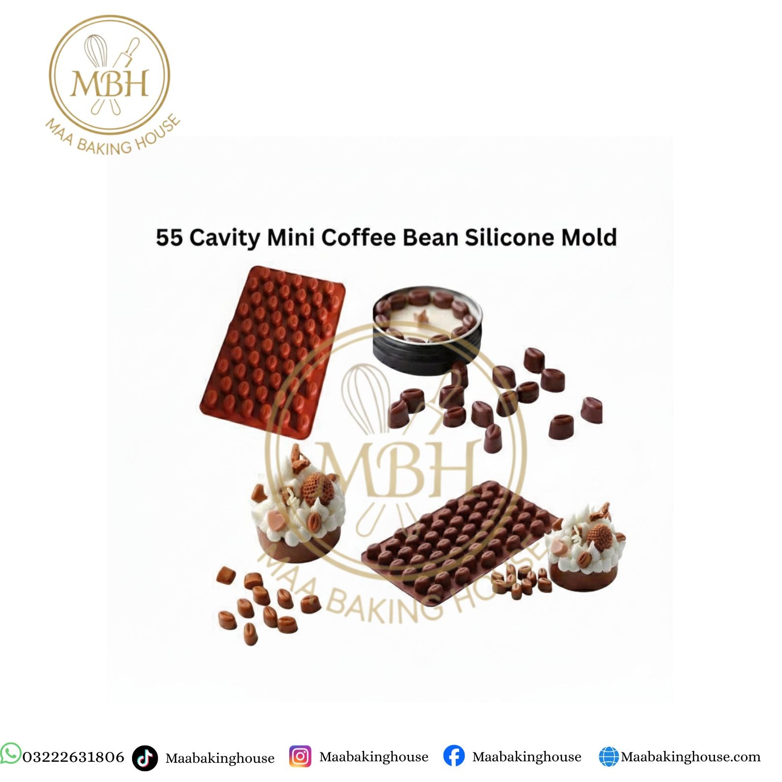 55 Cavity Mini Coffee Bean Silicone Mold