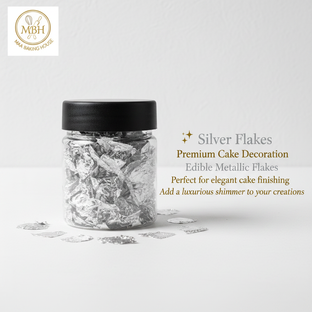 Silver & Gold Flakes – Premium Edible Cake Decoration