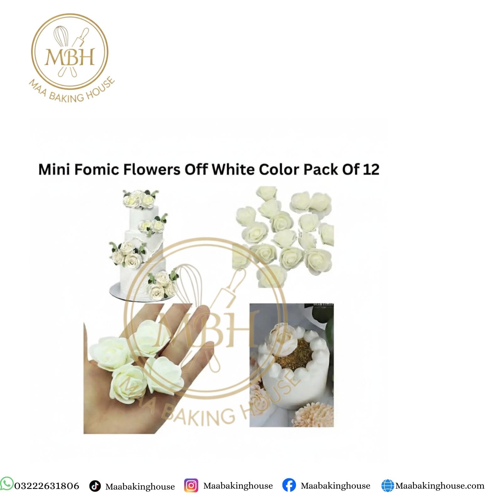 Mini Fomic Flowers Off White Color Pack Of 12