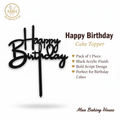 Happy Birthday Cake Topper – Black Acrylic