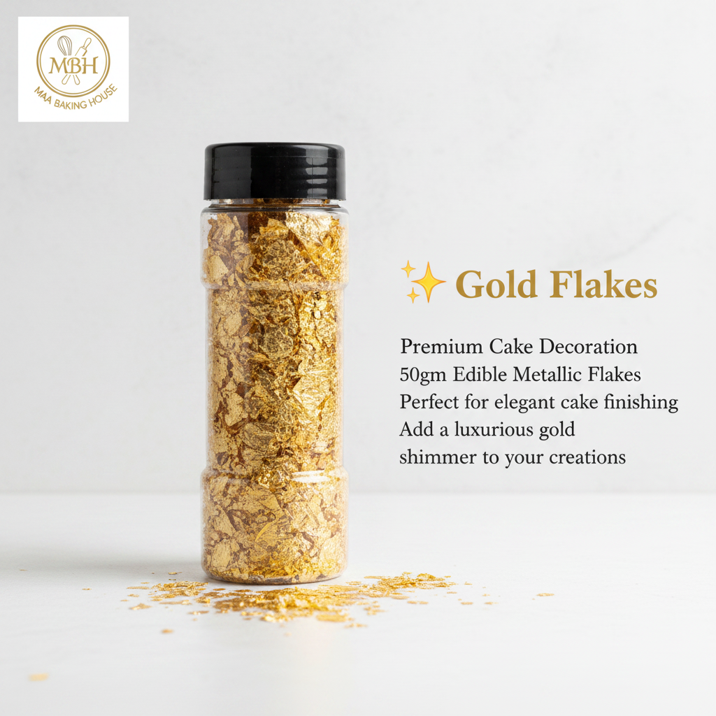 Silver & Gold Flakes – Premium Edible Cake Decoration