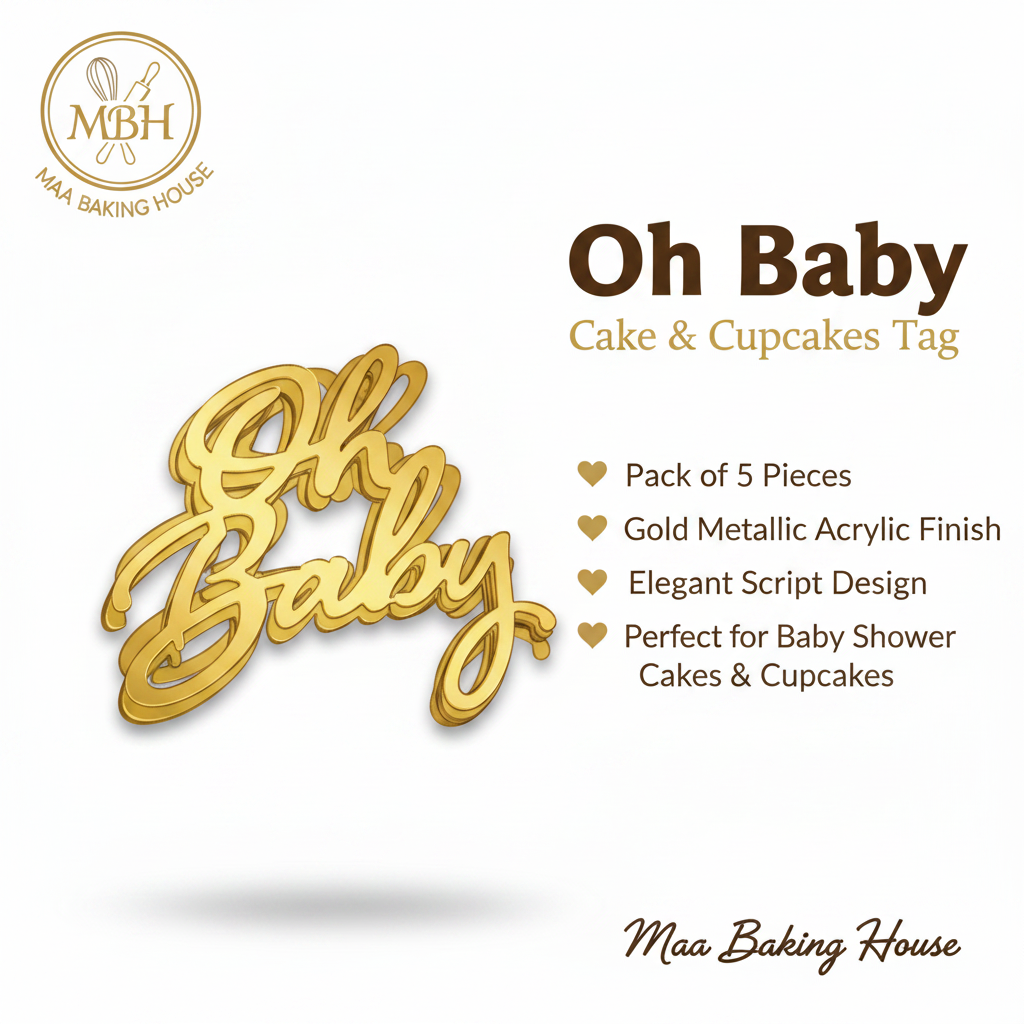 Oh Baby Cake & Cupcakes Tag – Gold Acrylic