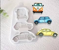 3 Cavity Bus & Car Fondant Silicone Mold
