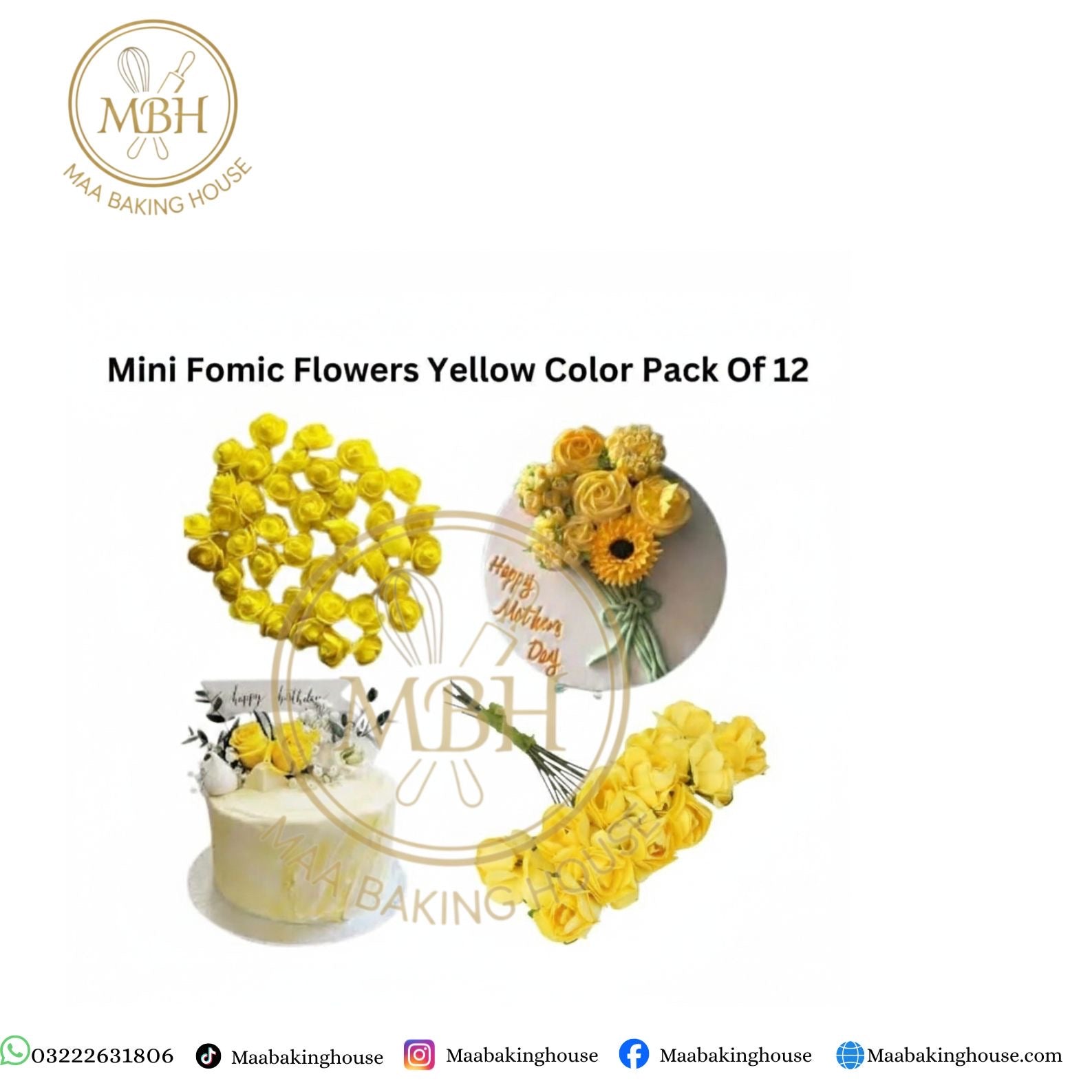 Mini Fomic Flowers Yellow Color Pack Of 12