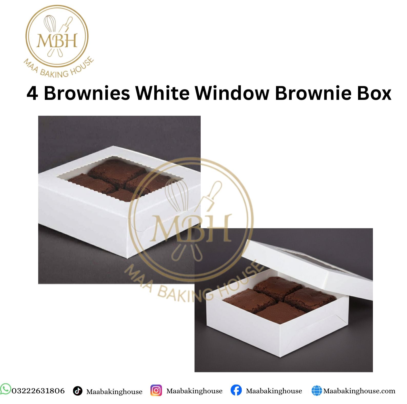 4 Brownies White Window Brownie Box