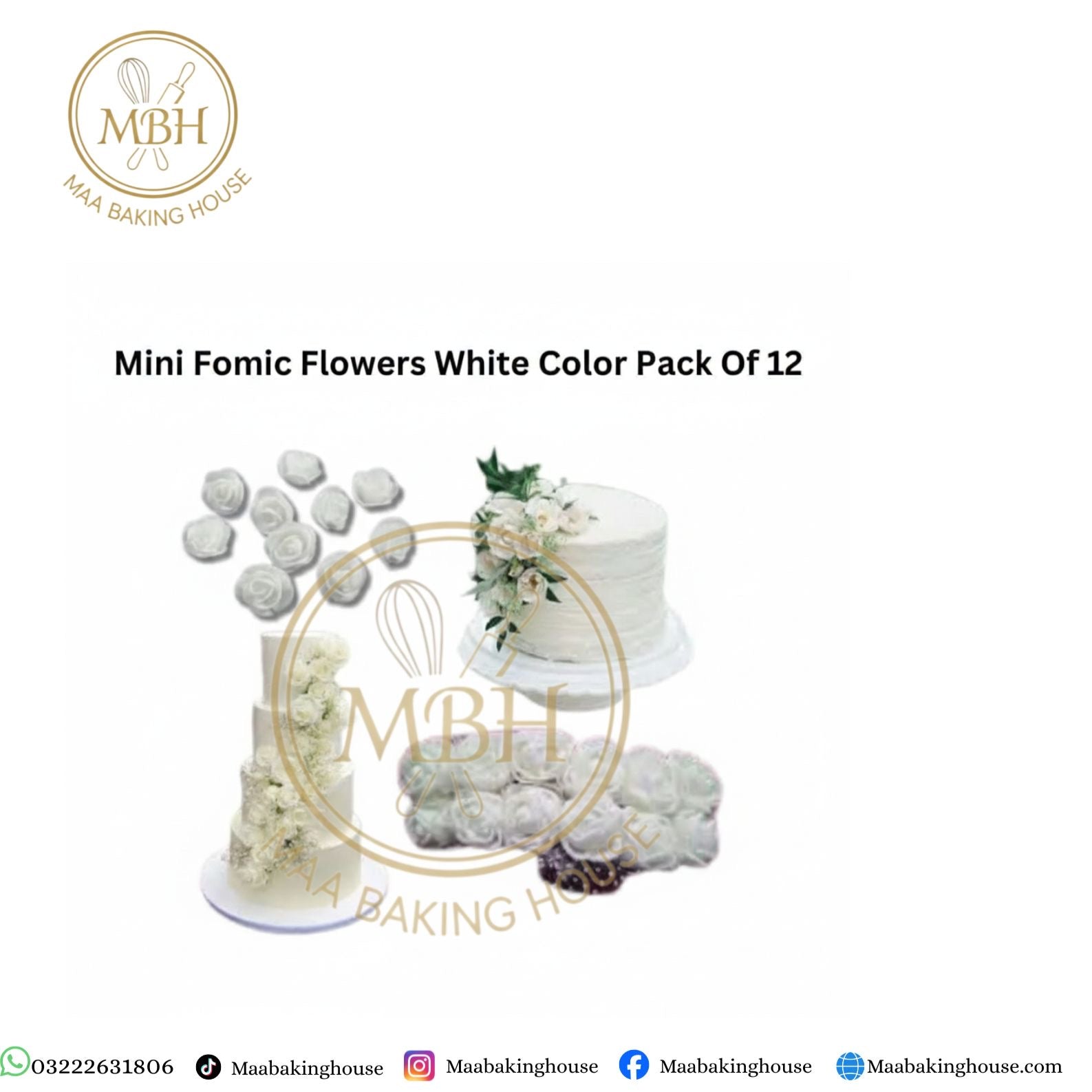 Mini Fomic Flowers White Color Pack Of 12