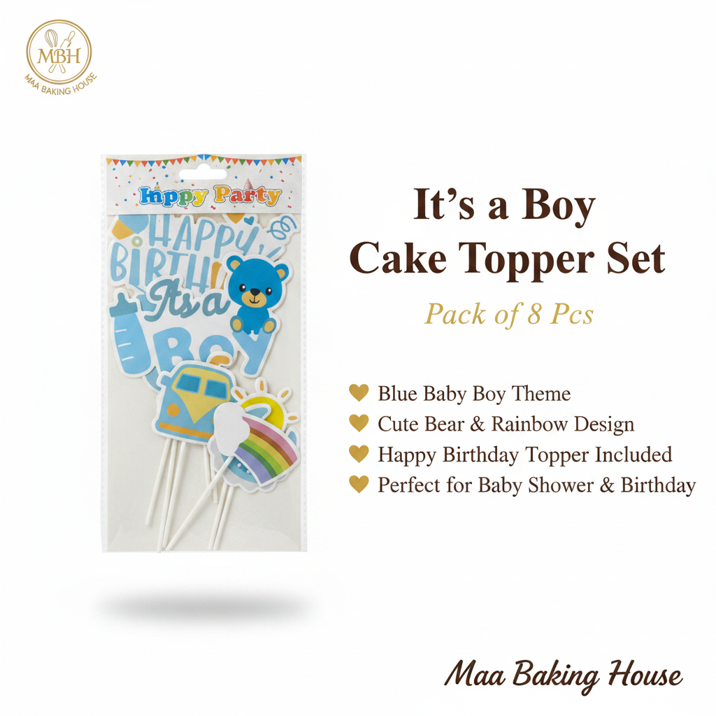 It's a Boy Cake Topper Set – Pack of 8 Pcs