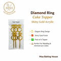 Diamond Ring Cake Topper – Shiny Gold Acrylic in