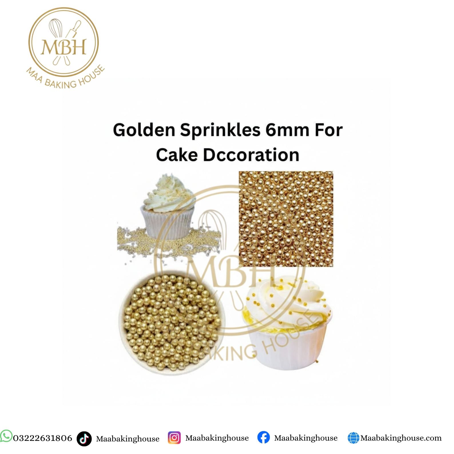 Golden Sprinkles 6mm For Cake Decoration