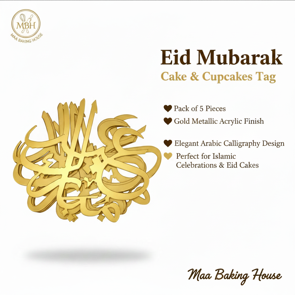 Eid Mubarak Cake & Cupcakes Tag – Gold Acrylic