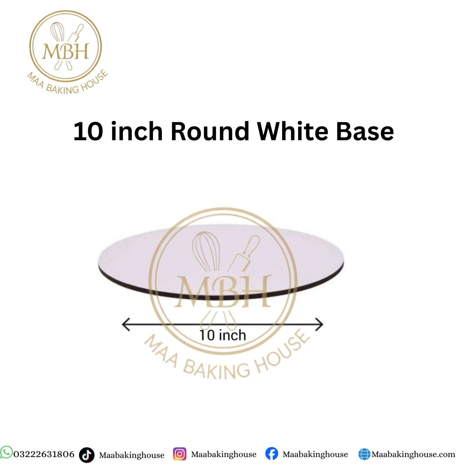 10 Inch Round White Cake Base
