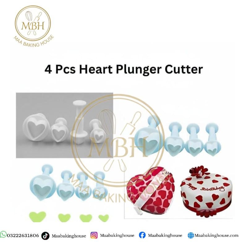 4pcs Heart Plunger Cutter Set