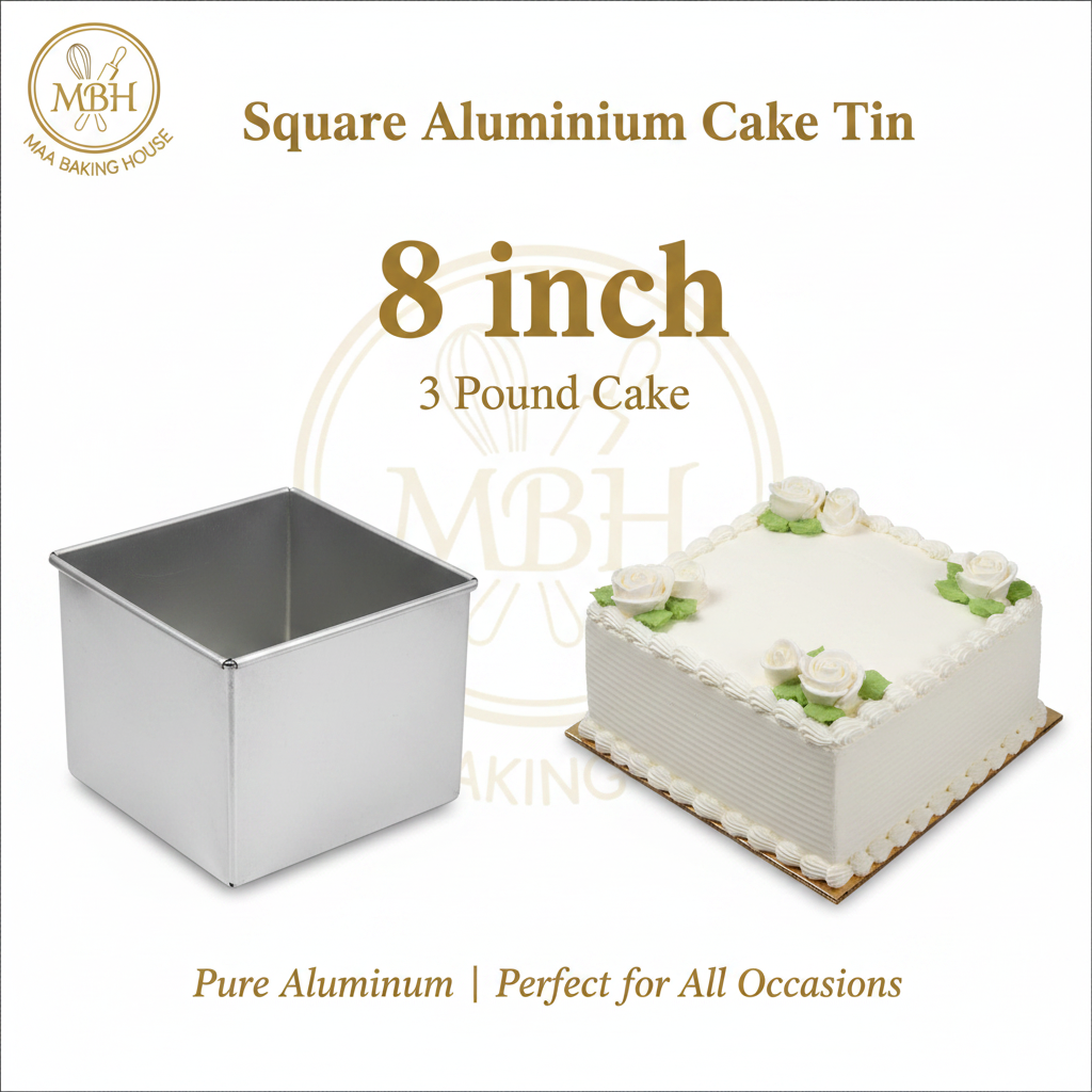 Square Aluminium Cake Tin – 6, 7, 8,