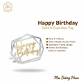 Happy Birthday Cake & Cupcakes Tag – Silver Geometric Frame