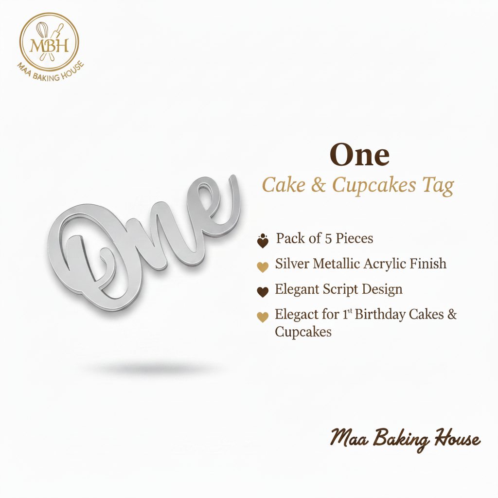 One Cake & Cupcakes Tag – Silver Acrylic