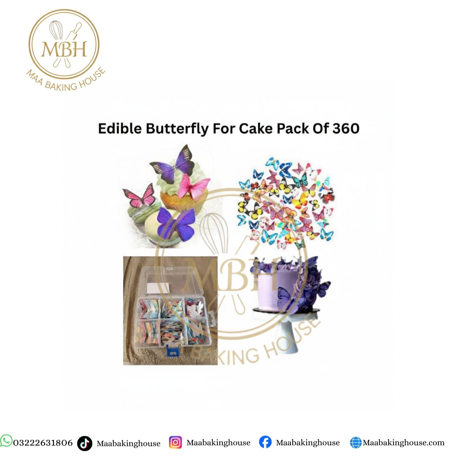 Edible Butterfly For Cake Pack Of 360