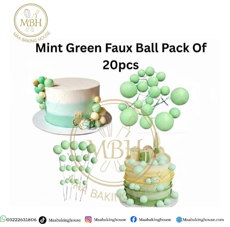 Mint Green Faux Ball Pack Of 20pcs