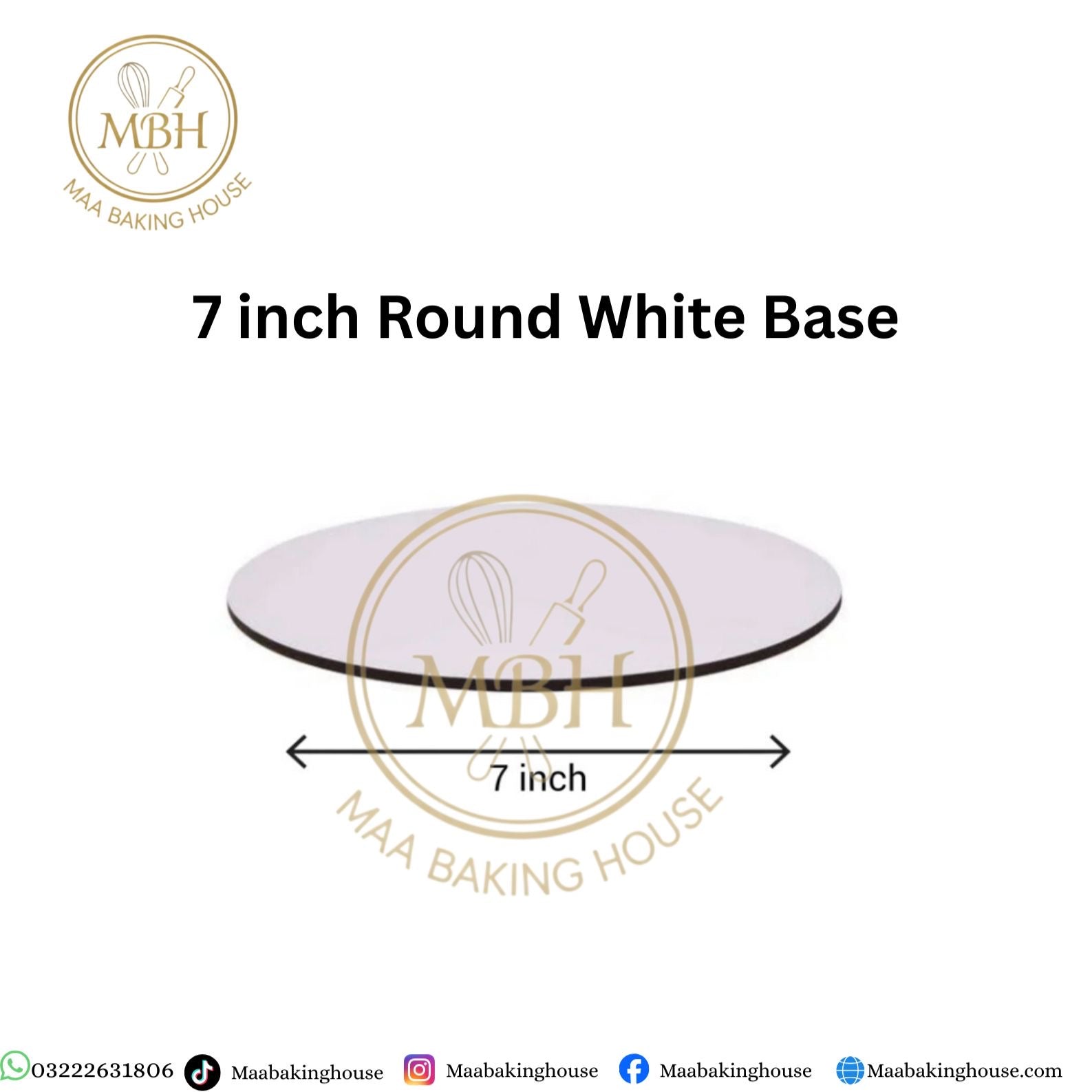 7 Inch Round White Cake Base