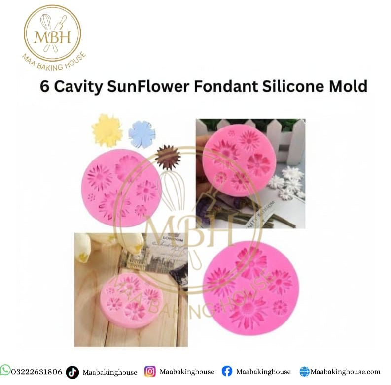 6 Cavity Sunflower Fondant Silicone Mold