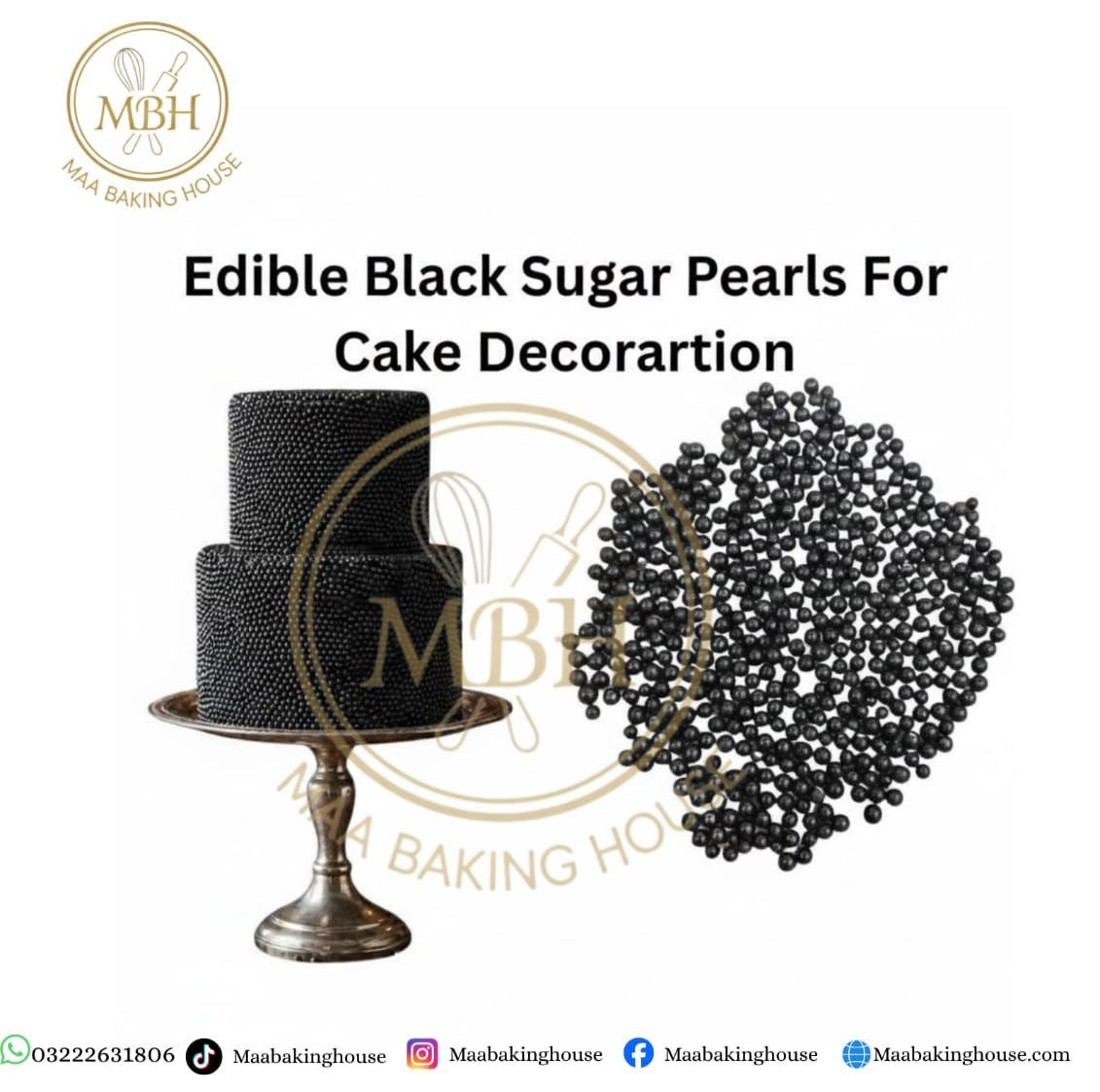 Metallic Black Sugar Pearls For Cake Decoration