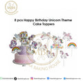 8 Pcs Happy Birthday Unicorn Theme Cake Toppers
