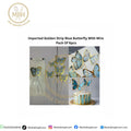 Imported Golden Strip Blue Butterfly With Wire Pack Of 6pcs