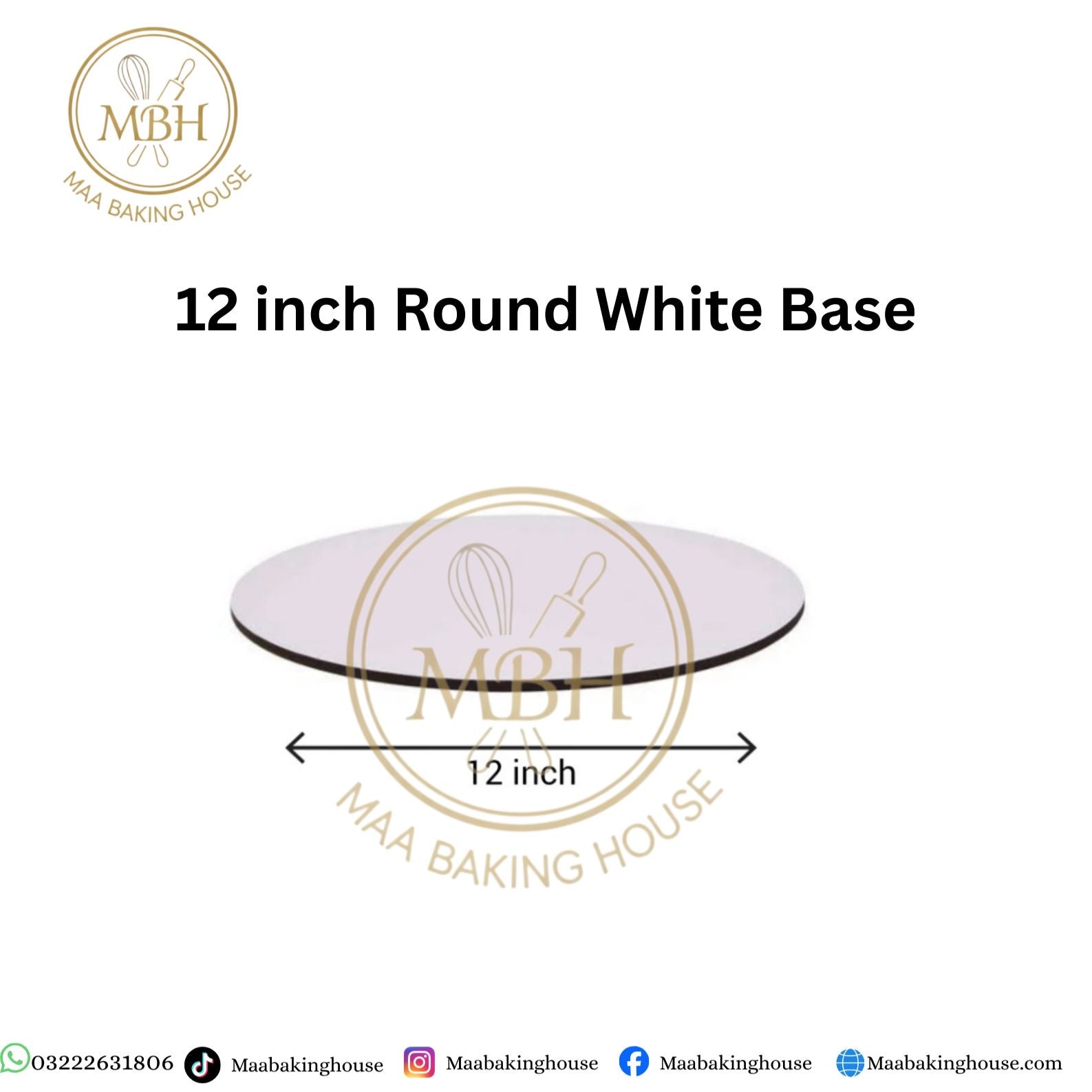12 Inch Round White Cake Base
