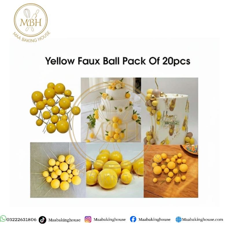 Yellow Faux Ball Pack Of 20pcs