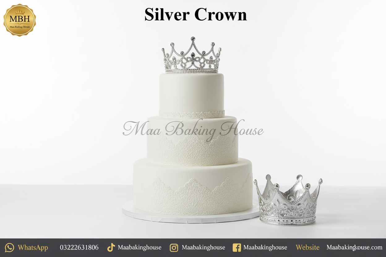 Silver Crown Cake Topper – Cake Decoration