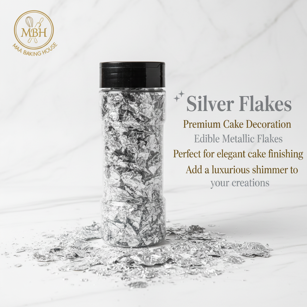 Silver & Gold Flakes – Premium Edible Cake Decoration