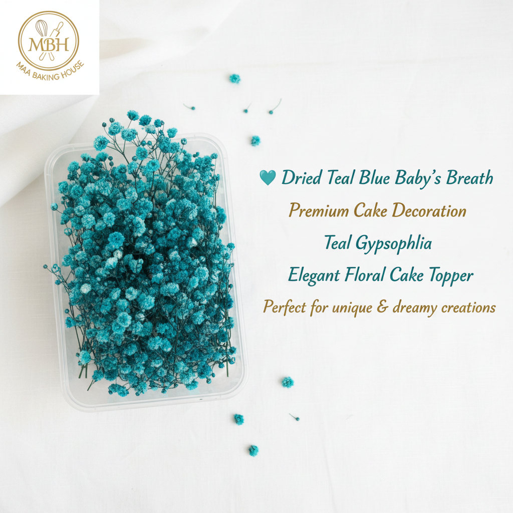 Dried Teal Blue Baby's Breath – Floral Cake Decoration