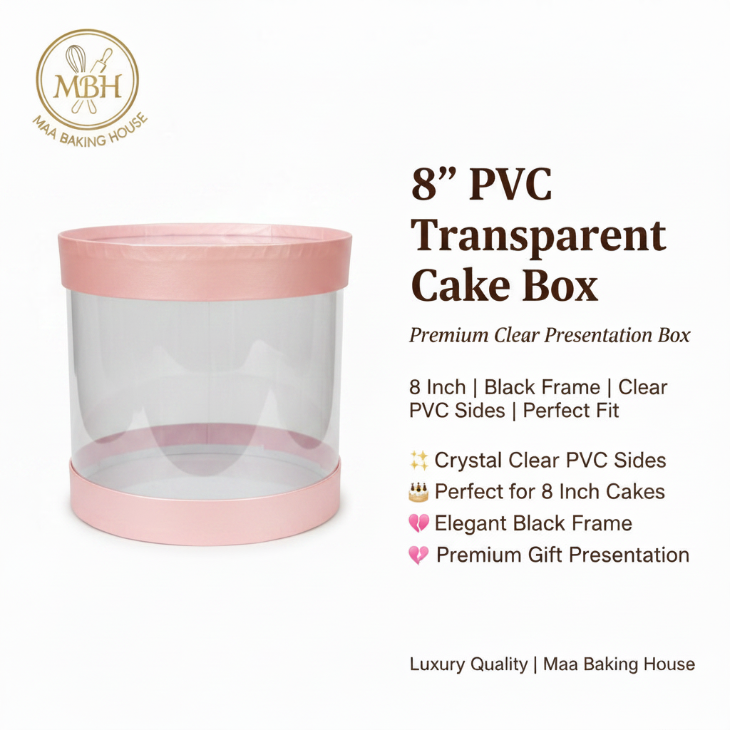 PVC Round Cake Box - Pink 8 Inch