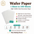 Wafer Paper Stiff - 1 to 100Pcs Pack | Edible Cake Decoration Paper