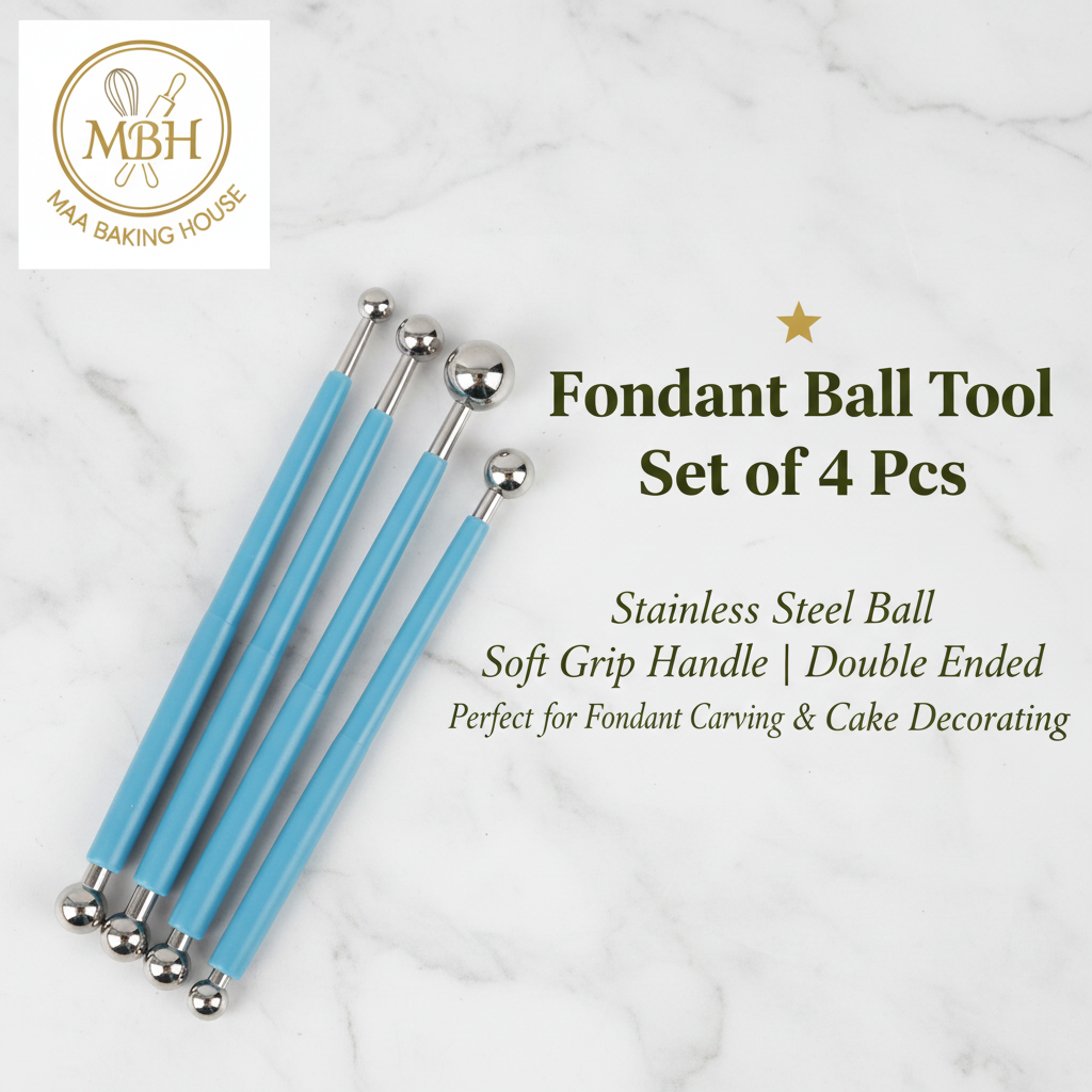 Stainless Steel Fondant Ball Tool Set – Pack of 4 Pcs