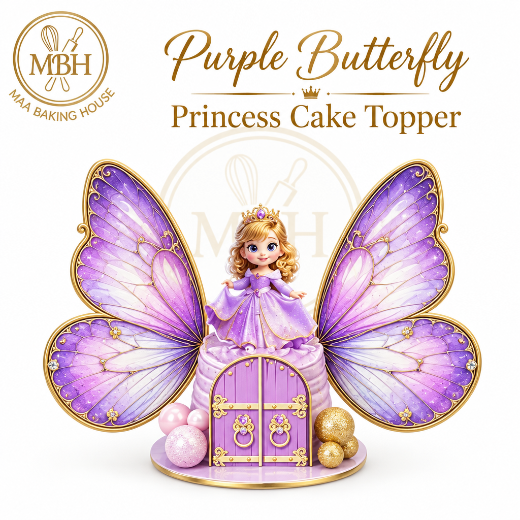 Purple Butterfly Princess Cake Topper