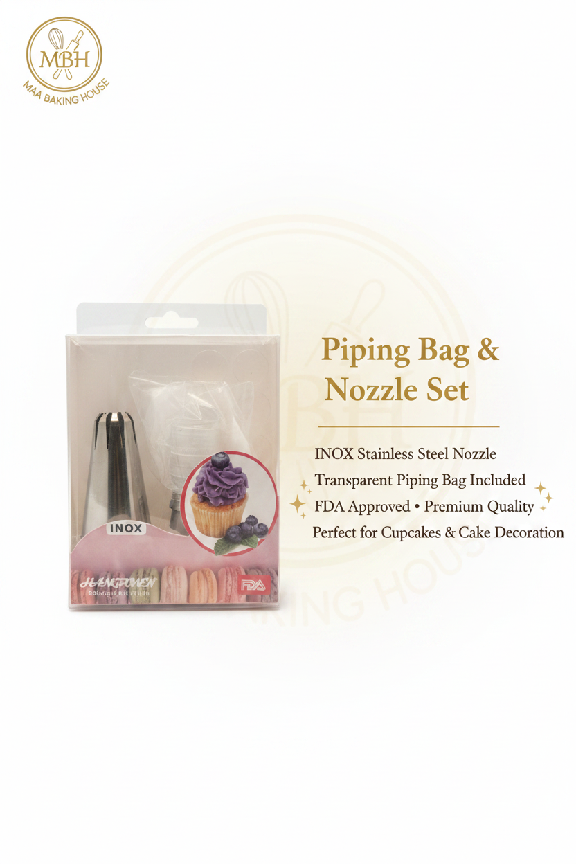 INOX Piping Bag & Nozzle Set – Premium Cake Decorator