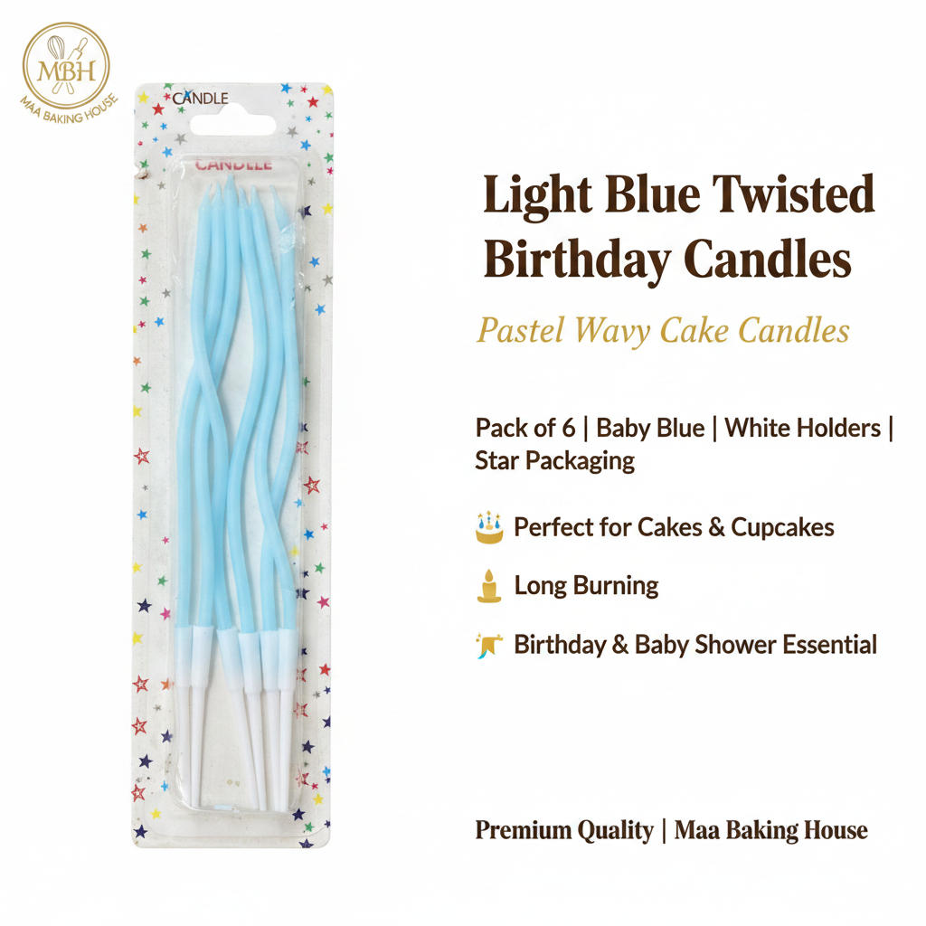 Light Blue Twisted Birthday Candles