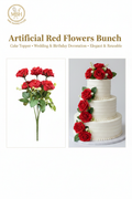 Artificial Red Rose Flowers Bunch – Cake Topper & Wedding Decoration