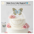 Nice Party Butterfly Cake Topper — Blue & Gold (6pcs)