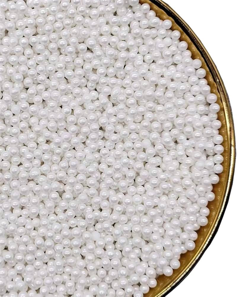 Imported White Dragees 2MM - 100gm Bottle