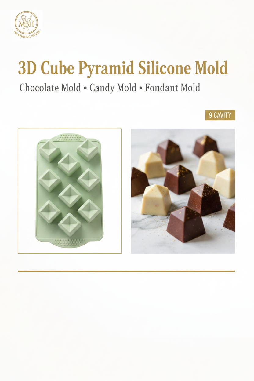 3D Cube Pyramid Silicone Mold - 9 Cavity