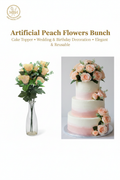 Artificial Peach Rose Flowers Bunch – Cake Topper & Wedding Decoration
