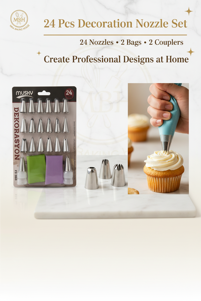 24 Pcs Decoration Nozzle Set – Professional Cake Decorating Kit