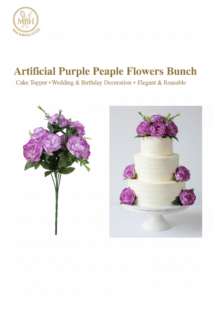 Artificial Purple Peony Flowers Bunch – Cake Topper & Wedding Decoration