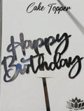 Happy birthday silver acrylic cake topper design 3