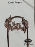 Happy birthday rose gold acrylic cake topper design 6