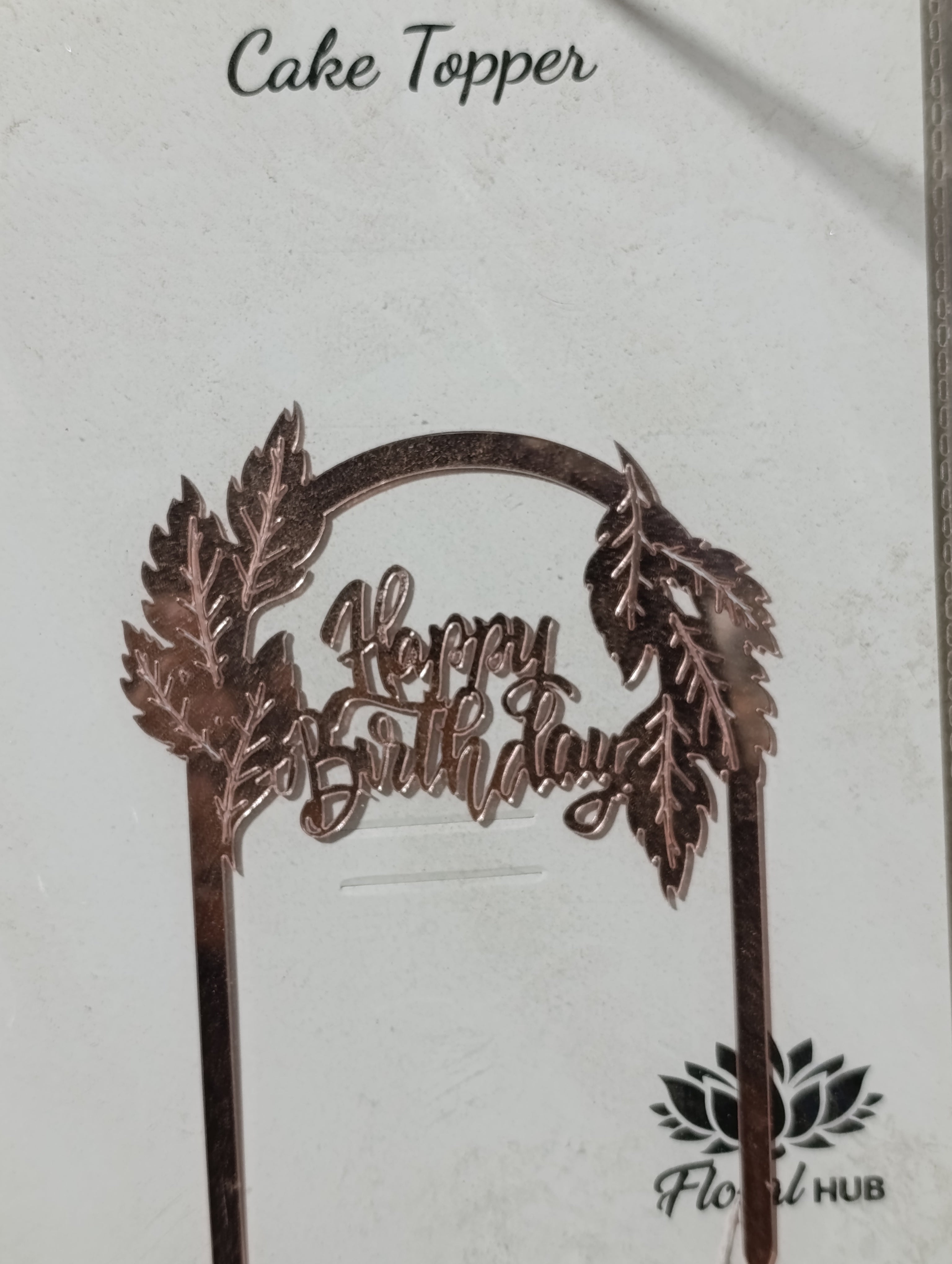 Happy birthday rose gold acrylic cake topper design 6