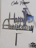 Happy anniversary silver acrylic cake topper